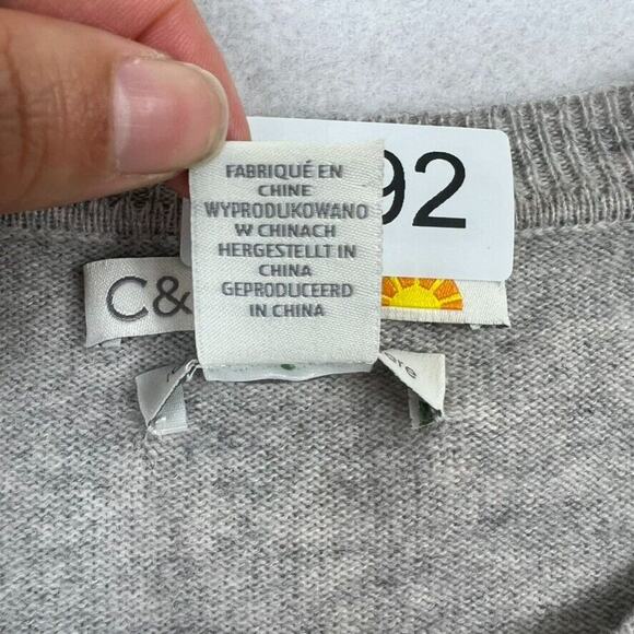 C&C California Sweater Women Size XSmall Blue Gray 100% 2 Ply Cashmere Stripe - Picture 7 of 8